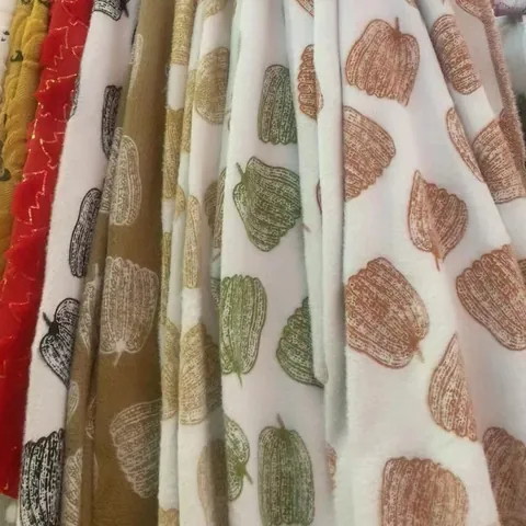 Tissu Jacquard en Velours de Vison à Motif de Citrouille pour Décoration Maison Pyjamas Couvertures Housses de Canapé