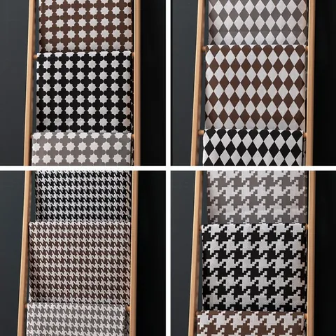 Thickened Polyester Jacquard Upholstery Fabric Yarn Dyed Houndstooth Argyle Clover Pattern Fabric For Sofa Cushion Pillow Craft DIY Home Decor