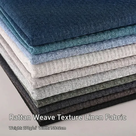 Tissu d'Ameublement en Polyester Épais Motif Tissage en Rotin Couleur Unie pour Canapé Coussin Sac Souple Décoration Maison Style Vintage