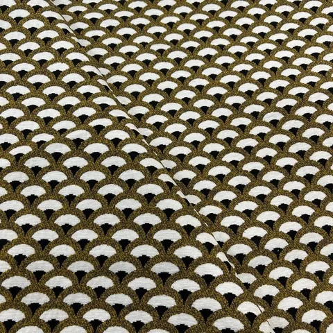 Vintage Gember Schulppatroon Chenille Stof Voor DIY Kussen Bank Stoffering Mid-Century Retro Jacquard Huisdecoratie Stof