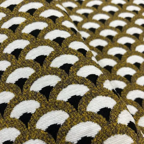 Vintage Gember Schulppatroon Chenille Stof Voor DIY Kussen Bank Stoffering Mid-Century Retro Jacquard Huisdecoratie Stof