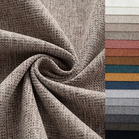 Thick Solid Color Polyester Linen Look Upholstery Fabric For Sofa Cover Pillow Case Tablecloth Home Decor DIY Crafting