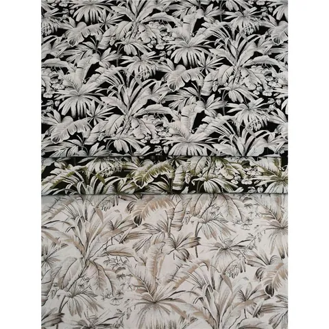 Tessuto Jacquard in Ciniglia Mediterraneo Stile Crema Moderno Motivo Foglie di Palma Tropicali Poliestere per Divano Cuscino
