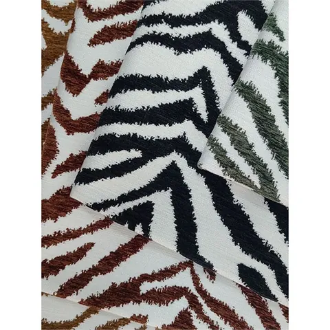Tessuto di Poliestere Jacquard a Righe Zebra Con Consistenza di Ciniglia di Lusso per Divano Sedia Cuscino Decorazione Casa