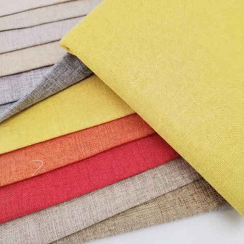 Tessuto per Divani in Tinta Unita Texture Lino Misto Poliestere Lino Tessuto per Tappezzeria per Divani Cuscini Decorazione Domestica