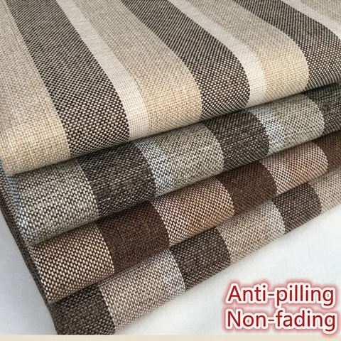 Thickened Coarse Linen Cotton Blend Fabric Upholstery Material For Sofa Cover Cushion Pillow Bag DIY Home Decor Plain Striped Plaid