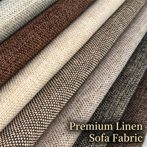 Thickened Coarse Linen Cotton Blend Fabric Upholstery Material For Sofa Cover Cushion Pillow Bag DIY Home Decor Plain Striped Plaid