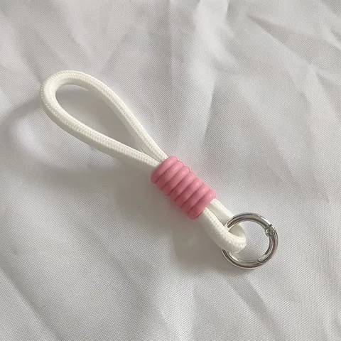 Creative Colorful Woven Rope Water Cup Lifting Strap Dopamine Phone Case Lanyard Silicone Metal Keychain For Keys Bag Pendant