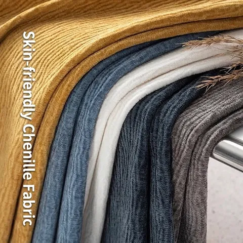 High-Grade Chenille Blended Fabric Petal Texture Solid Color Wave Pattern Sofa Upholstery Cloth DIY Sewing Apparel Fabric