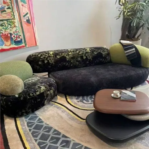 Tessuto per Arredamento Jacquard Verde Muschio Vintage per Divani Mobili Texture Pesante Motivo Scuro Tessuto Designer