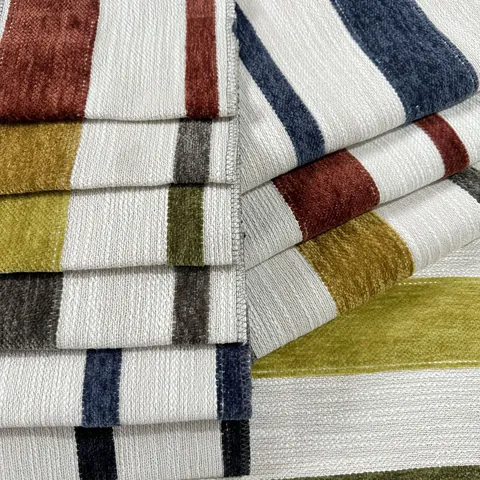 Vintage Stripe Chenille Fabric Yarn-Dyed Jacquard Sofa Material Polyester Upholstery Fabric For Cushion Pillow Tablecloth