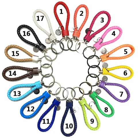 Porte-clés en Cuir Tressé Cordon PU Avec Pendentif en Métal Pendentif de Sac Coloré Tissé à la Main Accessoire de Voiture Cadeau
