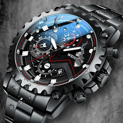 Men Sport Quartz Watch Waterproof Luminous Calendar Date Stainless Steel Alloy Business Casual Men Wristwatch