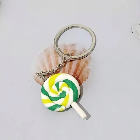 Porte-clés Mignon en Forme de Sucette Arc-en-ciel Pendentif de Sac en Spirale en Résine Cadeau pour Femmes Enfants