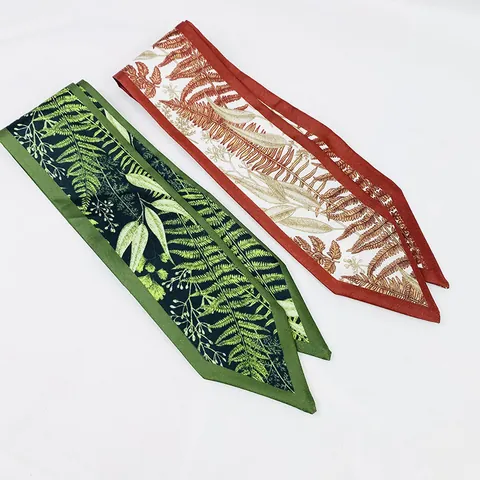 Foulard en Soie Imprimé Floral Style Coréen Élastique Cheveux pour Femmes Ruban Décoratif pour Sacs Bandeau Élégant