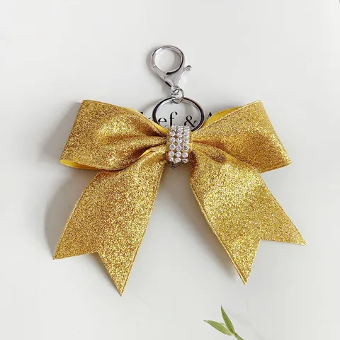 Porte-clés Nœud Papillon en Strass Brillant pour Femmes en Cuir Pailleté Anneau de Clé Voiture Pendentif Sac Cadeau Noël Créatif Bijoux