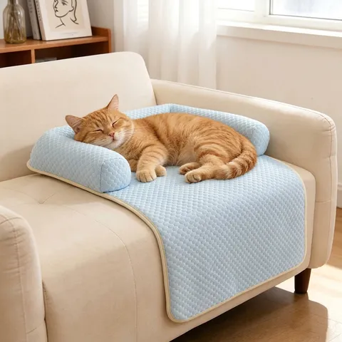 Haustier Kühlsofa Schutzmatte Gestepptes Eisseide Bettpad Für Katzen Hunde Waschbare Möbelabdeckung Mit Polster Für Sommer Indoor