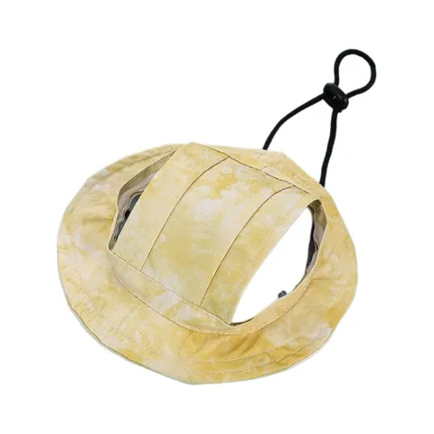 Verstellbare Polyester Batik Haustier Sonnenhut Mit Ohrlöchern Outdoor Atmungsaktiv Fischerhut Bucket Cap Für Kleine Hunde Katzen Zubehör