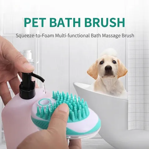 Haustier Hund Silikon Bade Massagebürste Schäumender Reinigungsschrubber Shampoo Spender Tragbare Weiche Borsten Pflege Werkzeug