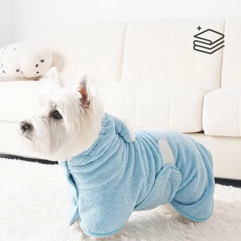 Haustier Bademantel Für Hunde Und Katzen Absorbierend Schnell Trocknend Korallenfleece Kapuzenhandtuch Mit Hasenohren Weicher Reinigungsbademantel