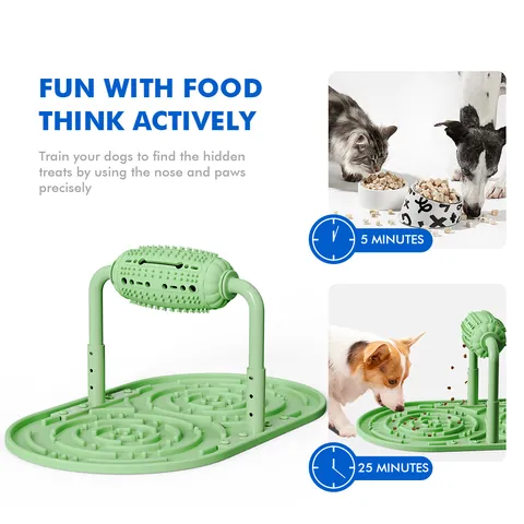 Silikon Haustier Puzzle Langsamfütterer Spielzeug Höhenverstellbar Rotierende Rolle Interaktives IQ Training Labyrinth Futterspender Hunde Katzen