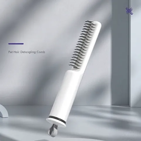 Pet Grooming Comb For Dogs Cats Stainless Steel De-shedding Brush Detangling Tool For Knotted Hair White ABS Handle Pet Hair Removal Comb