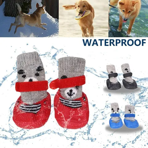 Wasserdichte Rutschfeste Hundesocken Mit Gummisohle Cartoon Bärenmuster Haustier Pfotenschutz Für Kleine Mittlere Hunde