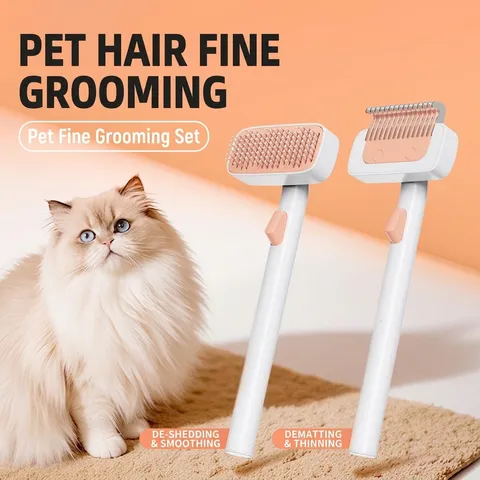 Professionelle Selbstreinigende Haustierpflegebürste ABS Edelstahl Kamm Für Katzen Und Hunde Effektives Enthaarungswerkzeug Mit Massage-Pins