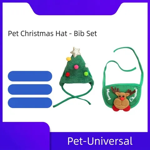 Haustier Weihnachten Halloween Kostüm Zubehör Plüsch Weihnachtsbaum Hut Rentier Geweih Stirnband Weihnachtsmann Hund Katze Lätzchen Speicheltuch Festliche Party Kleidung