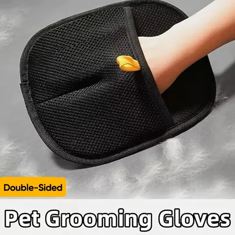 Double Sided Pet Hair Removal Glove Portable Static Fur Remover Brush For Cats Dogs Clothes Furniture Cleaning Tool