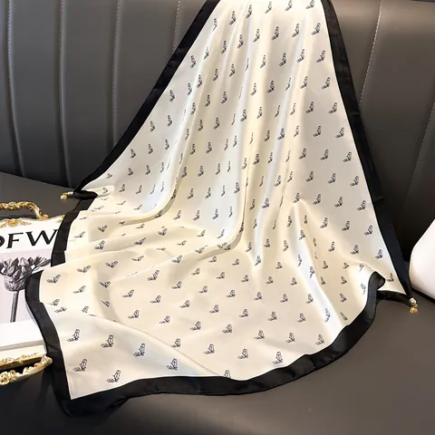 Women Magnetic Triangle Neckerchief Satin Scarf Elegant Equestrian Print Neck Guard Square Scarf Small Neckerchief Accessories