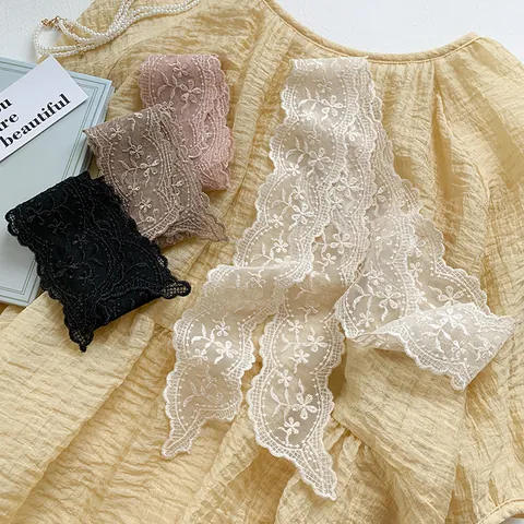 Vintage Korean Style Lace Embroidered Long Ribbon Scarf Floral Multipurpose Headband Belt For Women Polyester Lace Scarf