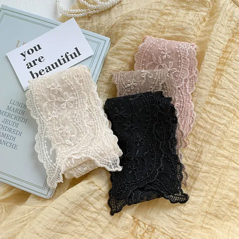 Vintage Korean Style Lace Embroidered Long Ribbon Scarf Floral Multipurpose Headband Belt For Women Polyester Lace Scarf