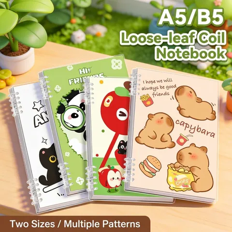Cartoon Loseblatt Notizbuch A5 B5 Abnehmbar Spule Binder Journal 60 Blatt Niedlich Capybara Panda Schreibwaren Schreibblock Geschenk