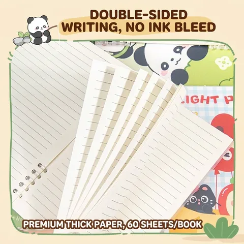 Cartoon Loseblatt Notizbuch A5 B5 Abnehmbar Spule Binder Journal 60 Blatt Niedlich Capybara Panda Schreibwaren Schreibblock Geschenk