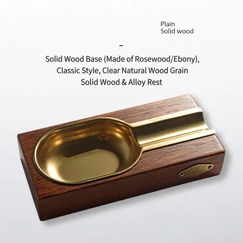 Luxury Cigar Ashtray Set With Cigar Cutter Alloy Solid Wood Large Diameter Slot Portable Cigar Holder Ashtray For Office Home Men Gift