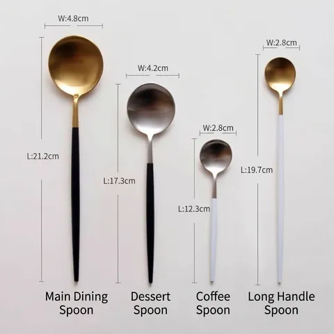 304 Stainless Steel Coffee Spoon Small Round Head Long Handle Dessert Spoon Mirror Matte Titanium Gold Stirring Spoon