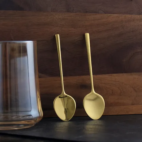 304 Stainless Steel Coffee Spoon Gold Leaf Creative Stirring Spoon Vintage Luxury Dessert Spoon For Milk Tea Honey
