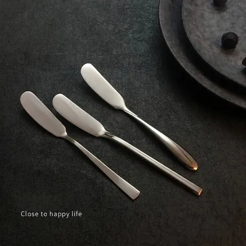 Stainless Steel Butter Knife Jam Spreader Mirror Polished Cheese Knife Dessert Spreader For Bread Cream Sauce Kitchen Tableware