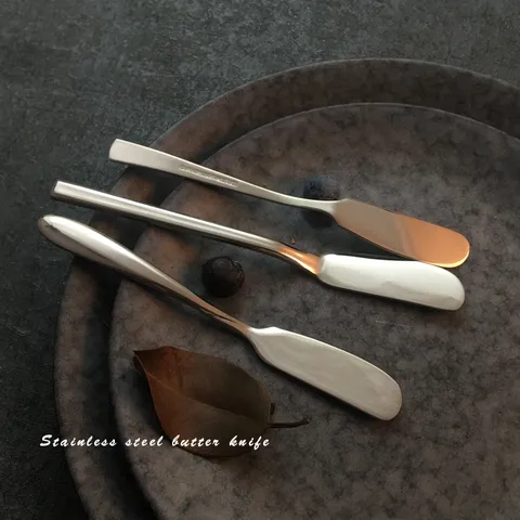 Stainless Steel Butter Knife Jam Spreader Mirror Polished Cheese Knife Dessert Spreader For Bread Cream Sauce Kitchen Tableware