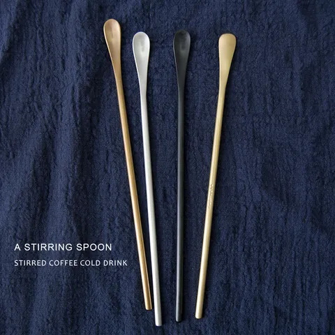 304 Stainless Steel Long Handle Stirring Spoon Brushed Mirror Polished Coffee Ice Cream Cocktail Stirrer Rod Bar Tableware