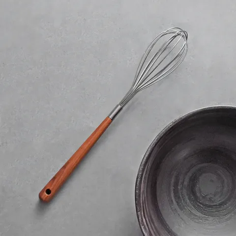 304 Stainless Steel Manual Egg Whisk With Rosewood Handle High Quality Kitchen Baking Tool Cream Frother Flour Mixer Whisk