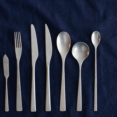 Japanese Retro 304 Stainless Steel Cutlery Brushed Matte Steak Knife Dinner Fork Coffee Spoon Fruit Fork West Tableware