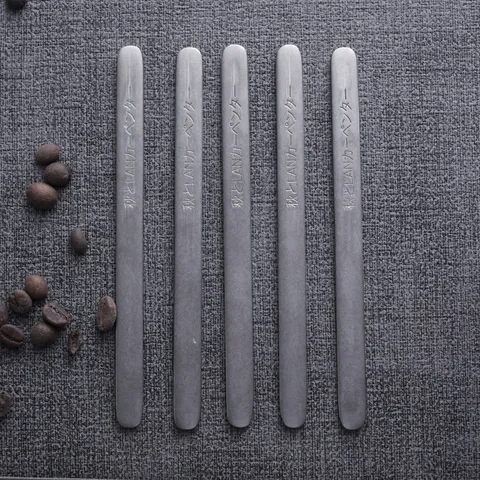 Vintage 304 Stainless Steel Coffee Stirrer Distressed Stirring Spoon Ice Cream Stick Shape Mixing Rod For Coffee Milk Tea