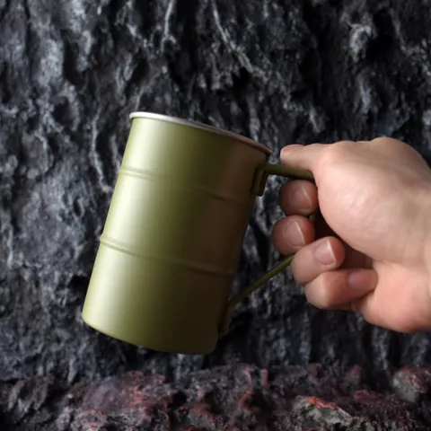 Taza de Camping Portátil al Aire Libre Verde Militar Acero Inoxidable 304 Taza de Café para Senderismo Picnic Taza de Agua de Estilo Industrial