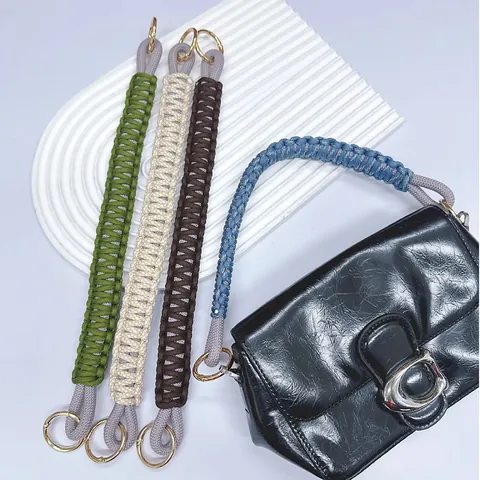 Hand-Woven Thick Bag Strap Universal Replacement Shoulder Strap Gold Metal Rings For Handbags Phone Lanyards Water Bottle Lifts