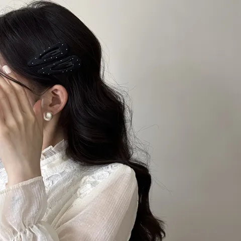 Barrettes à Cheveux Coréennes à Pois Doux pour Femmes Filles Tissu Ovale Goutte d'Eau Triangle Accessoires pour Cheveux