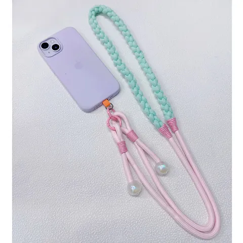 Hand Woven Dopamine Color Phone Lanyard Adjustable Crossbody Strap Replacement Anti-lost Polyester Braided Cord For Women