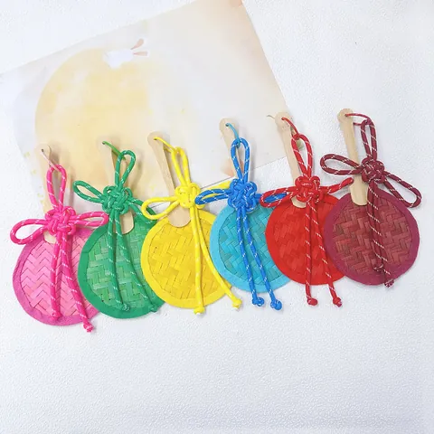 Handmade Bamboo Woven Fan Pendant With Chinese Knot Creative Traditional Chinese Style Bag Charm Festival Hanging Gift