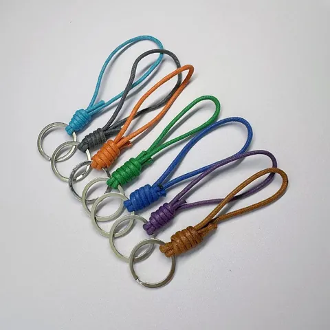 Hand Woven Wax Rope Keychain Minimalist Wrist Strap Car Key Ring Zinc Alloy Holder Couple Gift Accessories